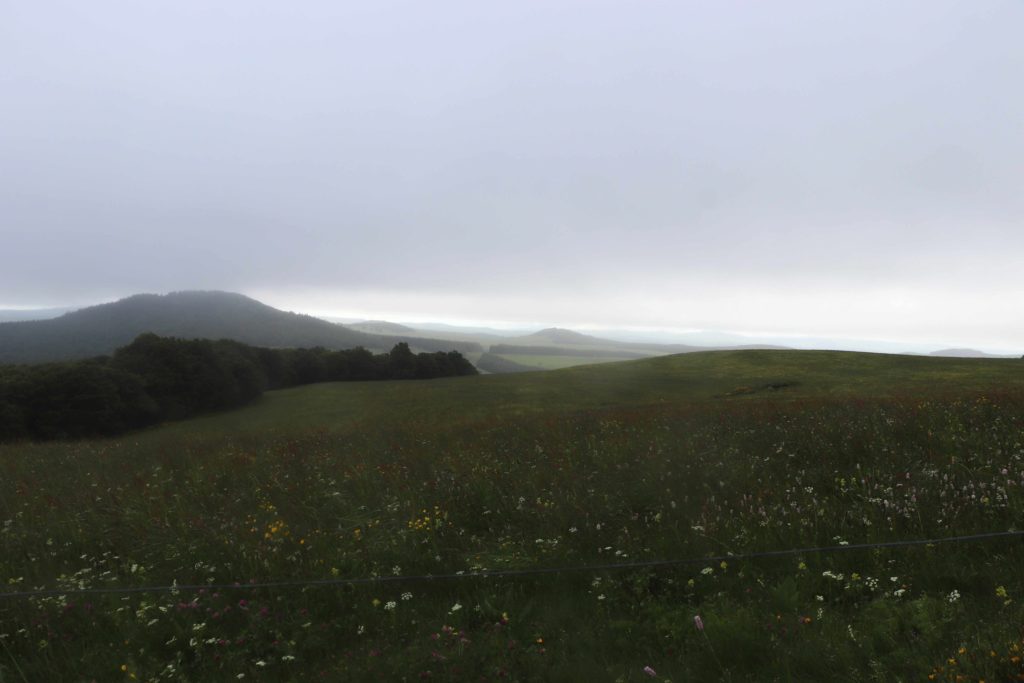 Le paysage qui s'offre aux randonneurs, avant la montée vers le brouillard.