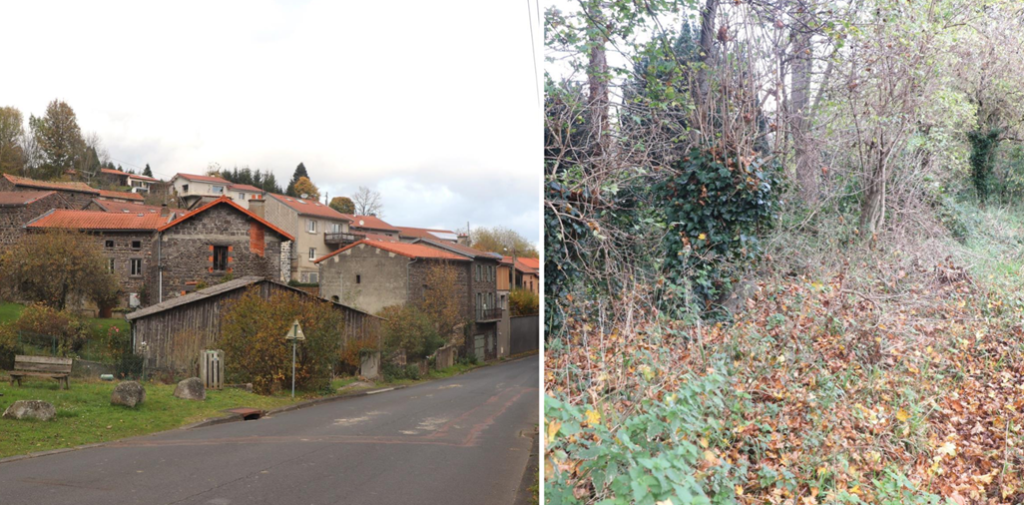 Le village de Ternant et un départ de chemin dans les bois