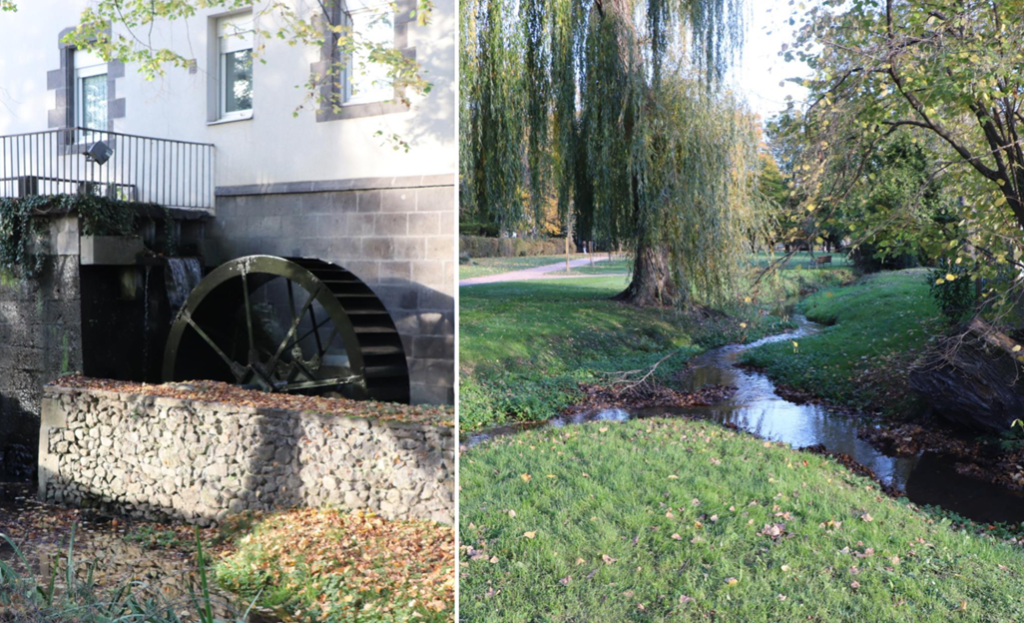 La roue à aubes et des ruisseaux dans le parc