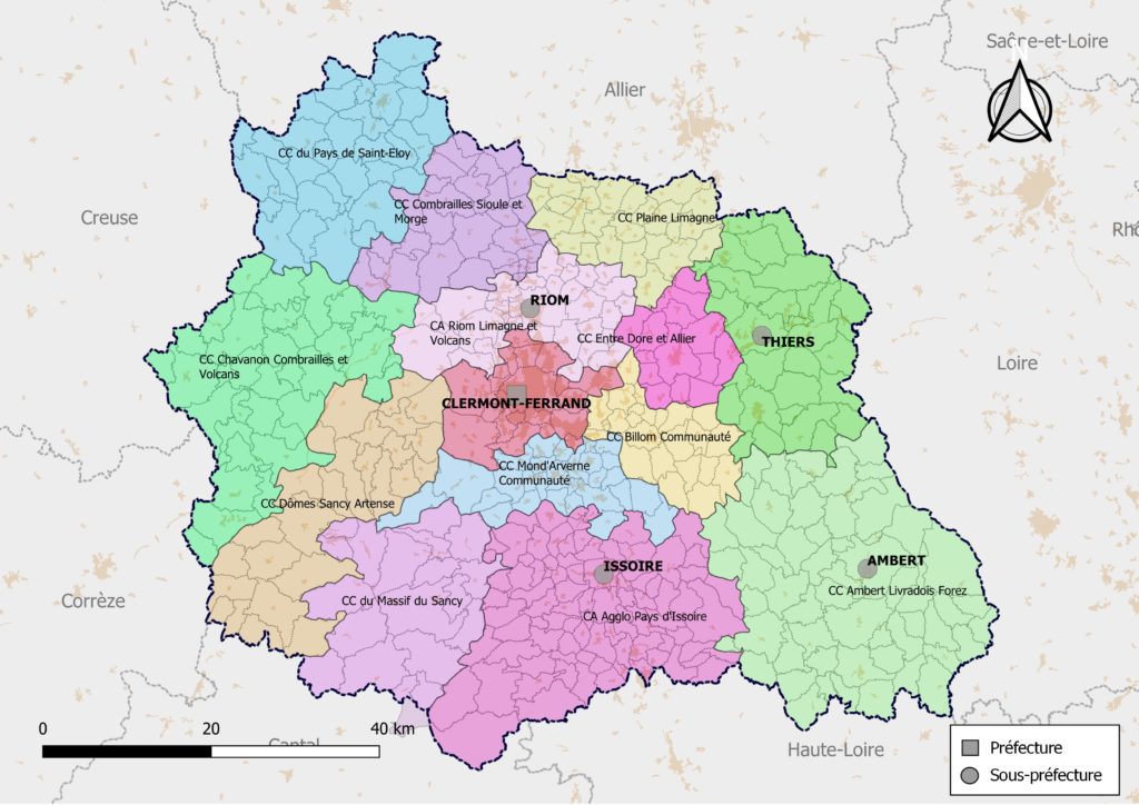 Carte des EPCI du Puy-de-Dôme